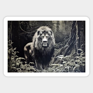 Lion Animal Predator Wild Nature Ink Sketch Style Sticker